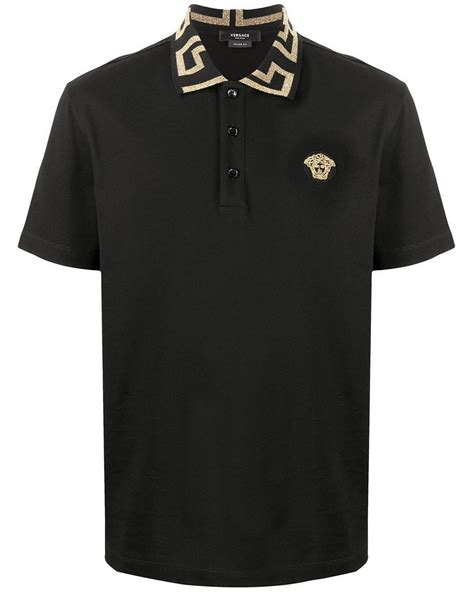 versace collection black polo|versace long sleeve polo.